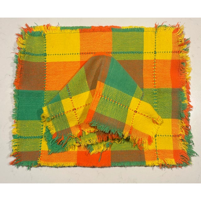 Fabulous citrus colored madras plaid! These woven cotton madras plaid napkins/placemats will surely brighten your table....