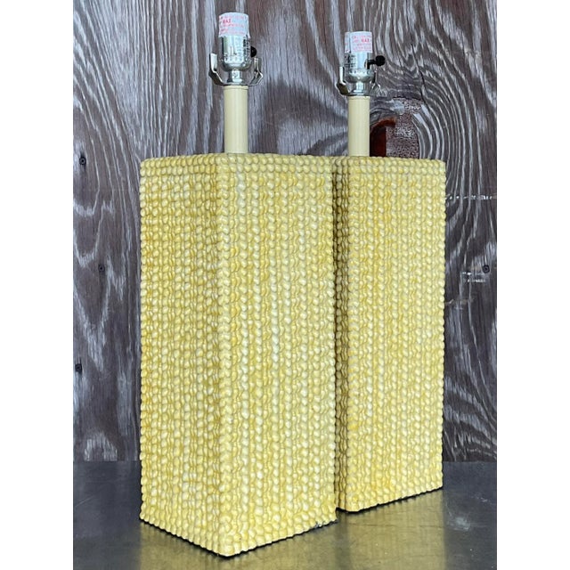 Boho Chic Vintage Boho Glazed Ceramic Table Lamps - a Pair For Sale - Image 3 of 5