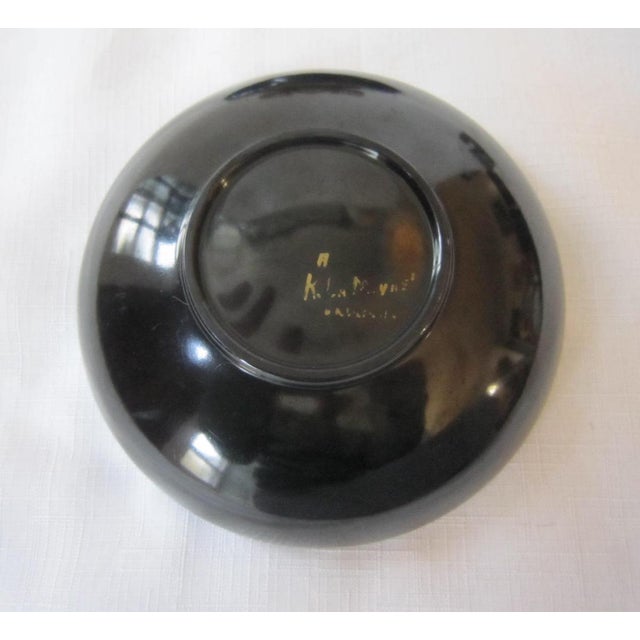 Mid-Century Modern Vintage Mid Century Modern K. LaMoyne Ebonyte Original Black Bowl Asian- Signed For Sale - Image 3 of 4