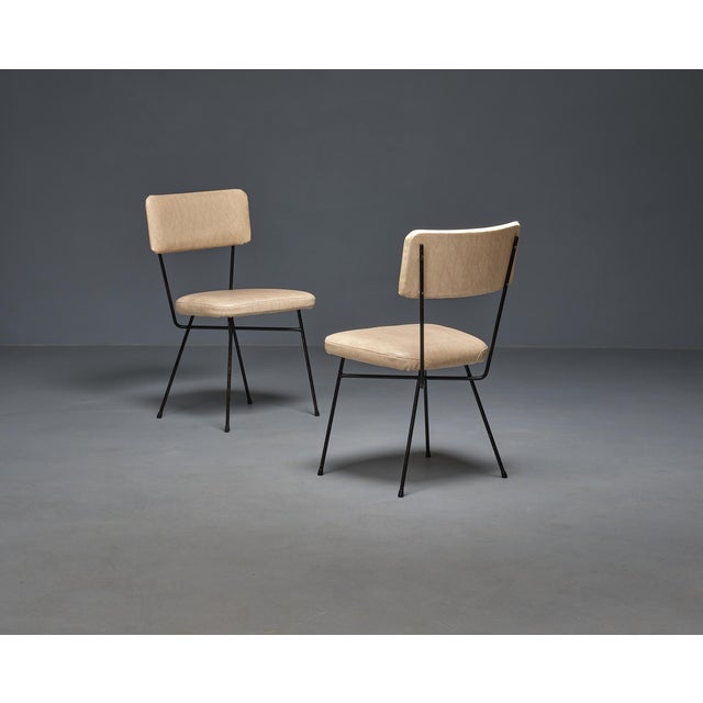 Beige Italian Desk Chairs with Iron Frames, 1950s, Set of 2 For Sale - Image 8 of 8