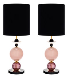 Example of Pink Murano Glass Lamps