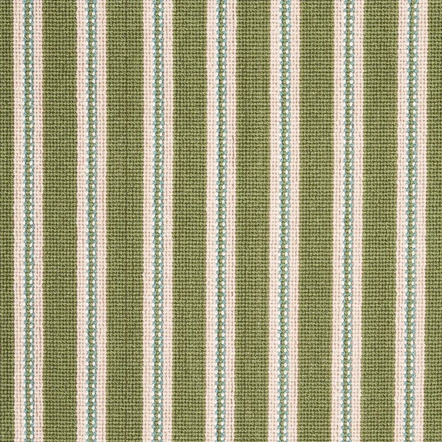Contemporary Schumacher Benson Stripe Epingle Fabric in Green For Sale - Image 3 of 3