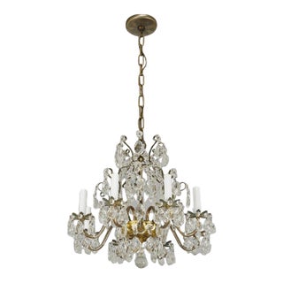 Mid 20th Century Rococo Revival Eight Arm Scalloped Crystal Chandelier For Sale