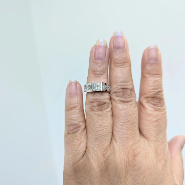 Beautiful 0.75 ct. white diamond princess cut with 1.00 ct. good quality white diamond princess cuts. Handmade in 14k...