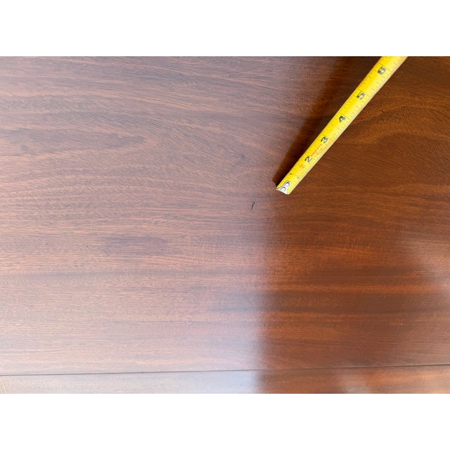 Wood Vintage Georgian Regency Style Banded Mahogany Pedestal Extension Dining Table With Leaves For Sale - Image 7 of 18