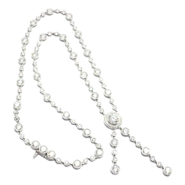 Mid 20th Century Tiffany & Co. Jazz Diamond Lariat Drop Platinum Necklace For Sale