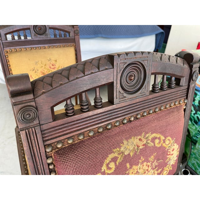 Victorian 1880's Eastlake Parlor Chairs For Sale - Image 3 of 3