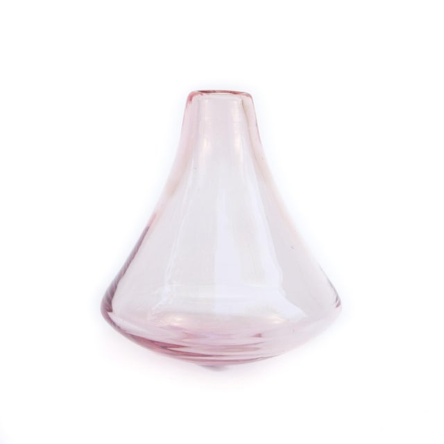 Glass Pink Glass Vase with Rounded Base For Sale - Image 7 of 7