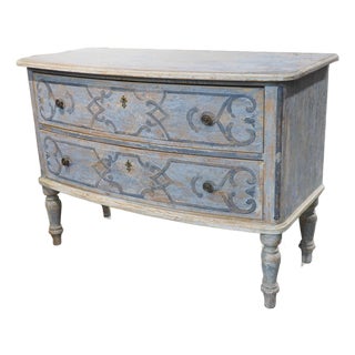 Light Blue Painted and Distressed Sauteuse Commode From Southern Germany For Sale