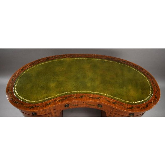 Edwardian Satinwood Kidney Shaped Writing Desk, 1900 For Sale - Image 6 of 12