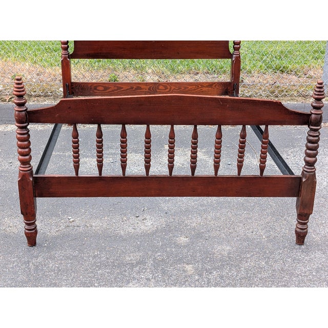 Vintage American Classical Bobbin Turned Mahogany Spindle Bedframe For Sale - Image 4 of 9