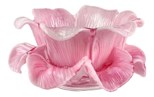 Fratelli Toso Murano Vintage Pink White Mottled Double Flower Petals Italian Art Glass Bowl, Mid 20th Century