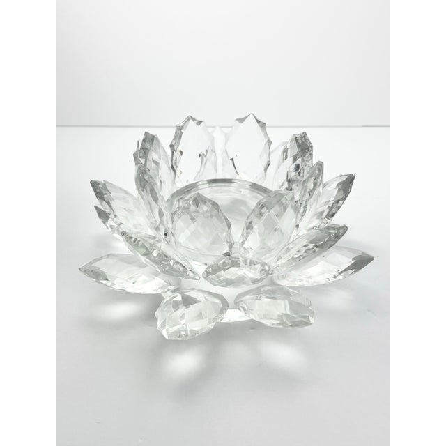 Shannon Crystal Godinger Large Faceted Crystal Lotus Pillar Candle Holder 8 3/4” Good condition. No chips, cracks, or...