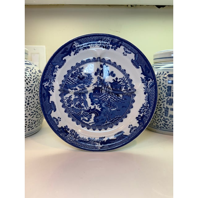 Vintage Blue & White Chinoiserie Willow Style Decorative Plate Classic blue and white shenango china plate with a willow...