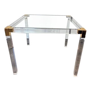 Vintage Acrylic and Brass Coffee Table For Sale