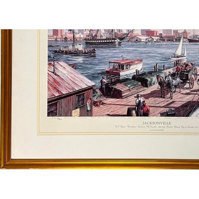 Paul McGehee Signed Limited Edition Jacksonville Maritime Art Print Framed 1985 For Sale - Image 9 of 14