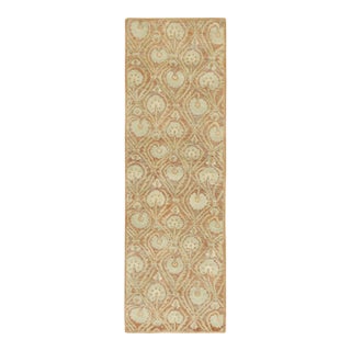 Contemporary Block Print Floral Vine Natural Silk Runner by Rug & Kilim, India For Sale