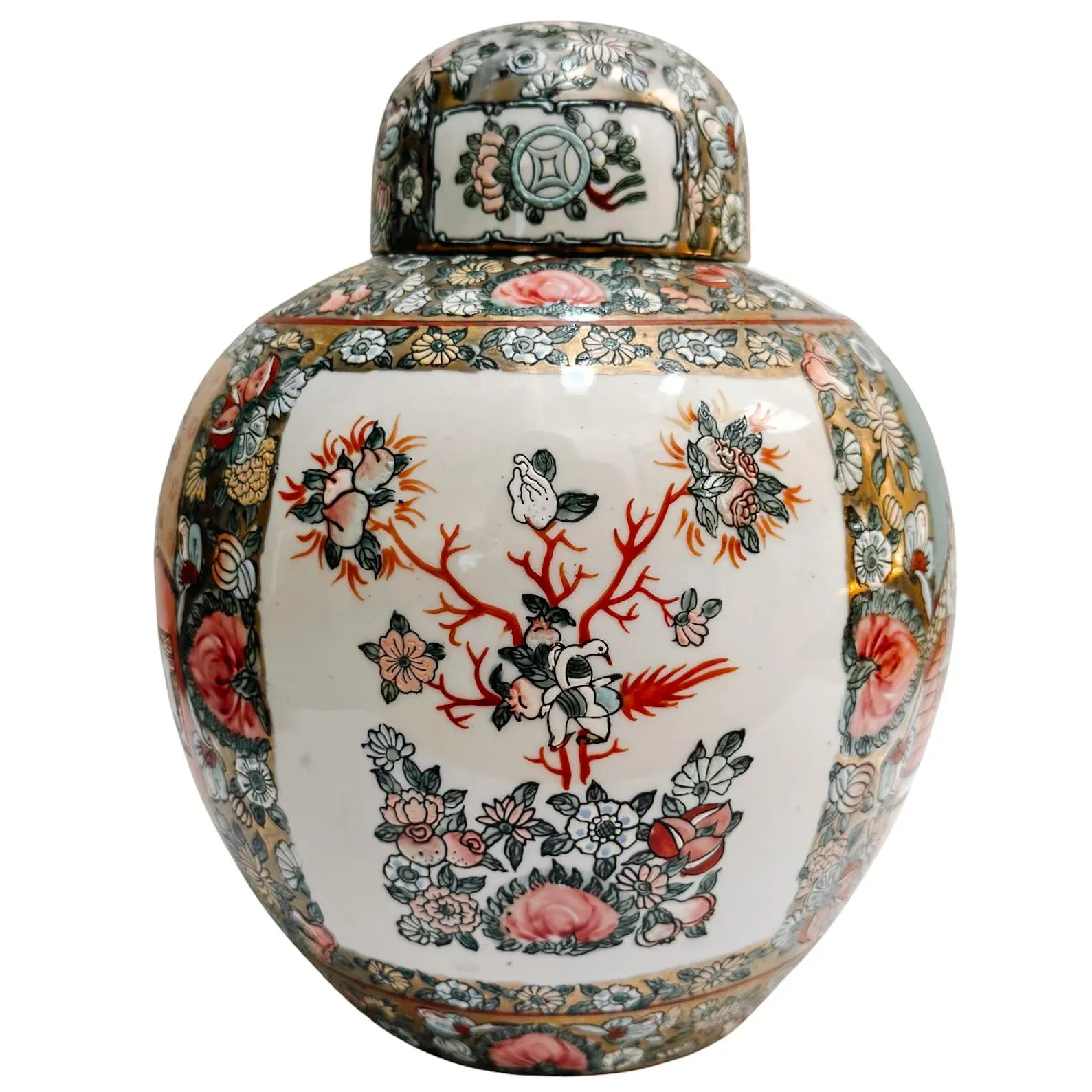 Large Chinese Rose Medallion Porcelain Ginger Jar | Chairish