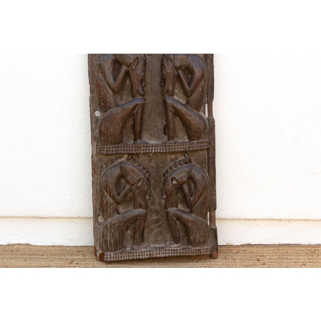 Early 20th Century Rare Double Sided Carved Cosmic African Door For Sale - Image 5 of 10