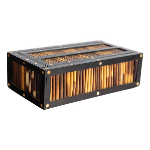Antique Anglo Indian Ebony & Porcupine Quill Box For Sale