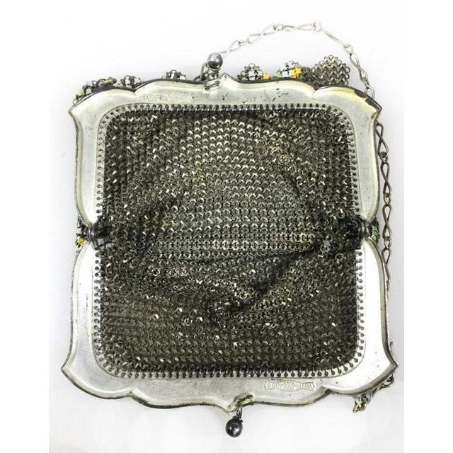 1920s Whiting & Davis Mesh Purse Silver-Tone Engraved Frame - Art Deco Flapper Era For Sale - Image 5 of 5