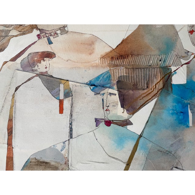 Beige Large - 1980’s Haul Hous Mixed Media Abstract Painting For Sale - Image 8 of 12