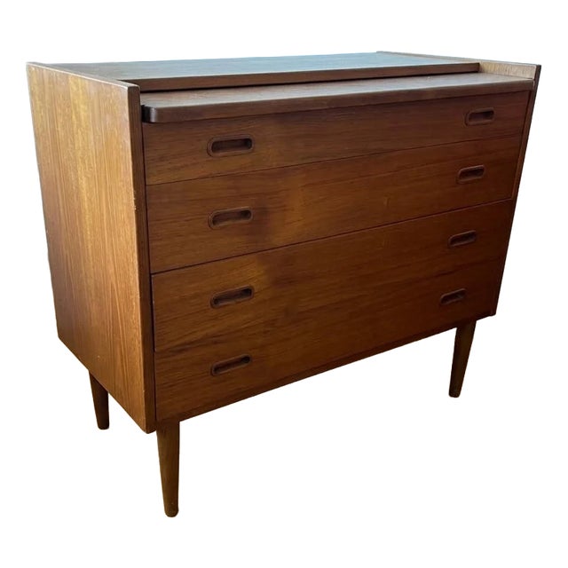 Danish Teak Dressing Table with Mirror, 1950s For Sale