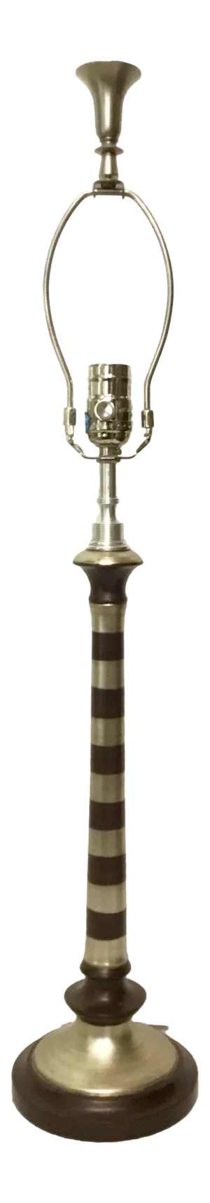 Modern Chocolate and Silver Stiped Table Lamp