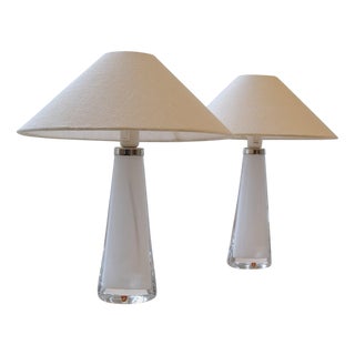 Mid-Century Table Lamps attributed to Carl Fagerlund for Orrefors Sweden RD, 1960s, Set of 2 For Sale