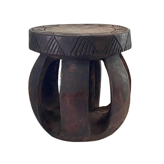 Superb hand carved of one piece of heavy solid wood low stool by the tribe of Baga Guinesa-Bissau ,Stools are a minor art...