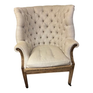 Restoration Hardware Deconstructed 19th Century English Wingback Chair For Sale