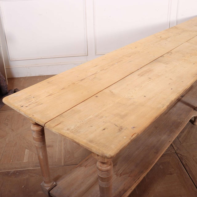 Wood Large Vintage French Console Table in Pine, 1890s For Sale - Image 7 of 10