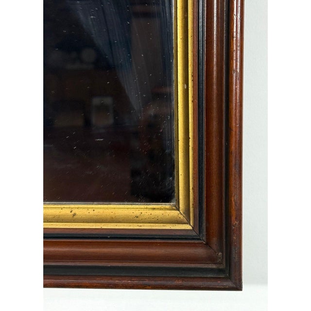 Wood Antique American Victorian Walnut Mirror With Gilt Trim For Sale - Image 7 of 9