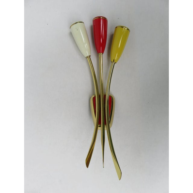 Mid-Century Modern Italian Three-Light Wall Lamps, 1950s, Set of 2 For Sale - Image 3 of 16