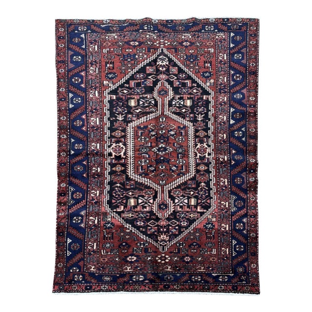 Antique Persian Hamedan Hand-Knotted Rug 4'7" X 7'2" For Sale