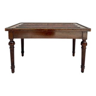 1870's English Slatted Luggage Bench With Brass Trim For Sale
