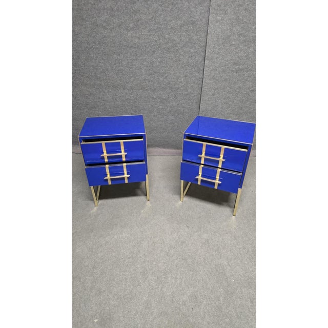 Wood Blue Sapphire Murano Glass Bedside Tables from Justfurnituress SRL, Set of 2 For Sale - Image 7 of 12