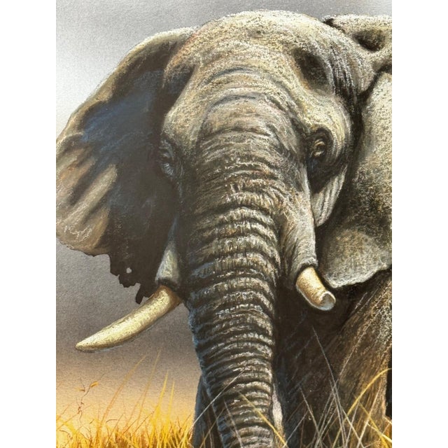 Realism Peter Jepson (British, b.1936) African Bull Elephant at Letaba, Kruger National Park | Original Wildlife Painting c.1999 For Sale - Image 3 of 18