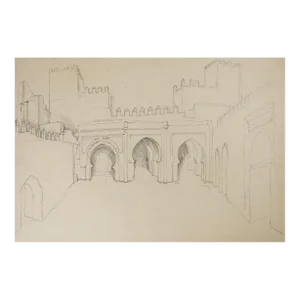 Vintage George Baer North African Architecture Study Drawing