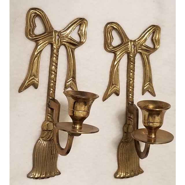 Vintage Brass Bows and Tassels Candle Sconces a Pair Chairish