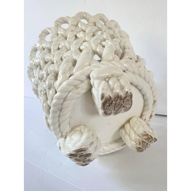 Vintage Ceramic Woven Rope Cache Pot For Sale In New York - Image 6 of 9