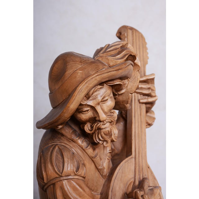 Neo-Rococo Statuette of Lutenist in Pear Wood and Lacquer, France, 1840s For Sale - Image 12 of 18