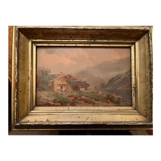 19th C Watercolor Landscape For Sale