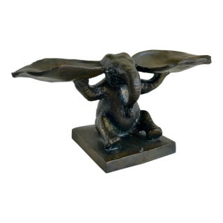 Antique Spelter Elephant Trinket Dish For Sale