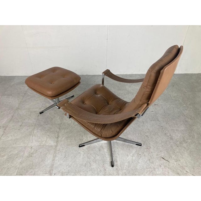Brown Set of Mid-Century Lounge Chair and Ottoman attributed to Geoffrey Harcourt, 1960s For Sale - Image 8 of 17