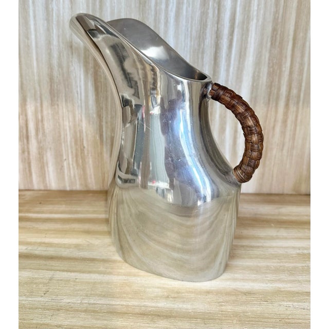 1990s 1990s Pewter & Rattan Pitcher For Sale - Image 5 of 5
