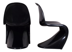 Vintage Black Panton Chairs by Verner Panton for Fehlbaum, 1970s, Set of 2