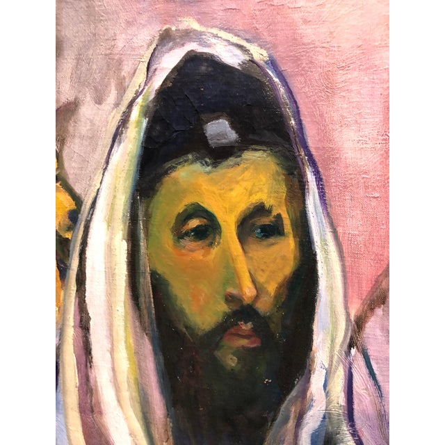 Impressionist Frederick B. Serger, Polish French Fauvist Judaica Art Oil Painting Rabbi at Prayer Frederick Serger, c.1940s For Sale - Image 3 of 4