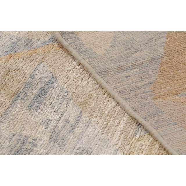 Textile Rug & Kilim’s Scandinavian Style Rug in Blue and Beige-Brown Geometric Patterns For Sale - Image 7 of 7
