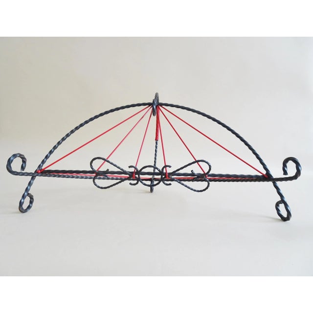 Wrought Iron Magazine Rack with String Design, 1950s For Sale - Image 6 of 11